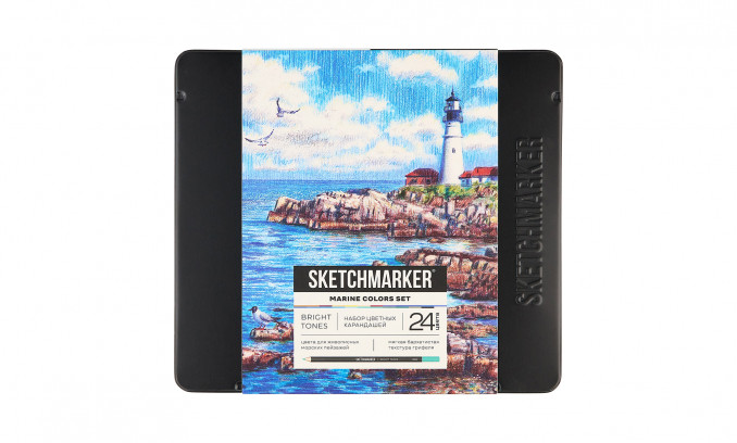 Набор карандашей цветные SKETCHMARKER MARINE "Морской", 24 цвета, жестяной пенал