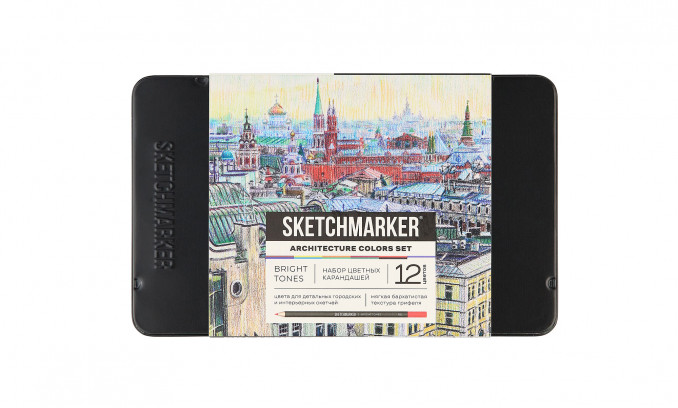 Набор карандашей цветные SKETCHMARKER ARCHITECTURE "Архитектура" 12 цветов, жестяной пенал