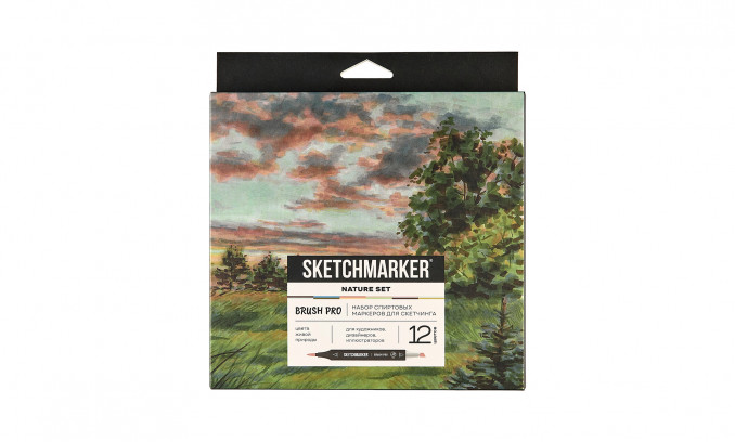 Набор маркеров Sketchmarker Brush Pro Nature Set 12 цветов в картонной упаковке