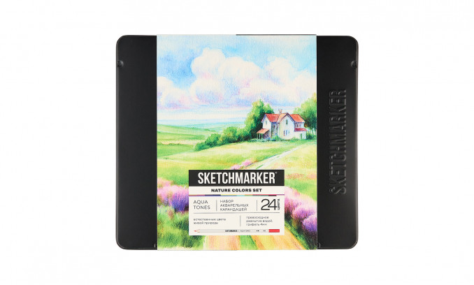 Набор карандашей акварельные SKETCHMARKER NATURE "Природа", 24 цвета, жестяной пенал