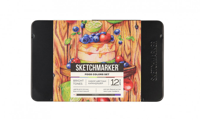 Набор карандашей цветные SKETCHMARKER FOOD "Еда", 12 цветов, жестяной пенал