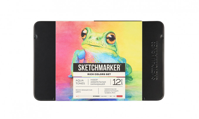 Набор карандашей акварельные SKETCHMARKER RICH "Яркие цвета", 12 цветов, жестяной пенал