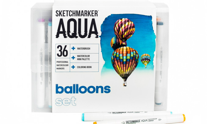 Набор AQUA 36 BALLOONS - ВОЗДУШНЫЕ ШАРЫ (36 маркерова в кейсе)