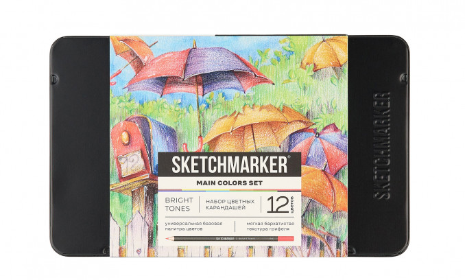 Набор карандашей цветные SKETCHMARKER MAIN COLORS "Основные цвета", 12 цветов, жестяной пенал