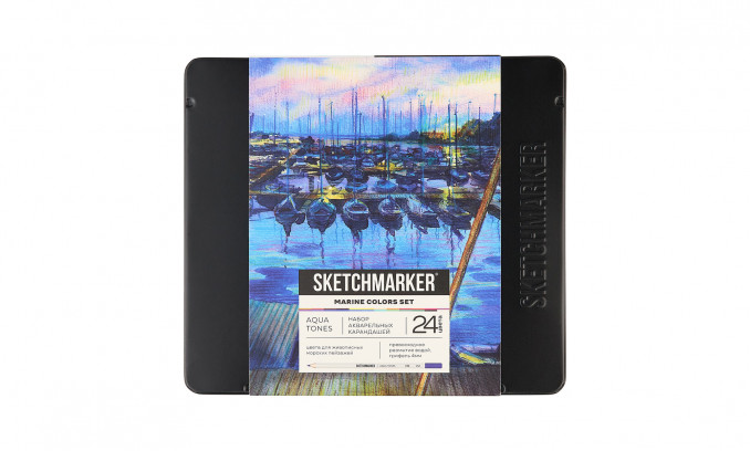 Набор карандашей акварельные SKETCHMARKER MARINE "Морской", 24 цвета, жестяной пенал