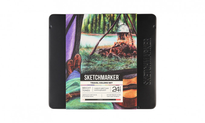 Набор карандашей цветные SKETCHMARKER TRAVEL "Путешествия", 24 цвета, жестяной пенал