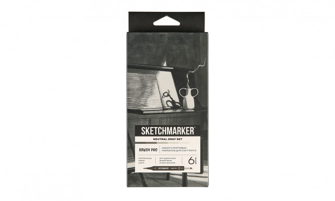 Набор маркеров Sketchmarker Brush Pro Neutral Gray Set 1 (6 цветов в картонной упаковке)