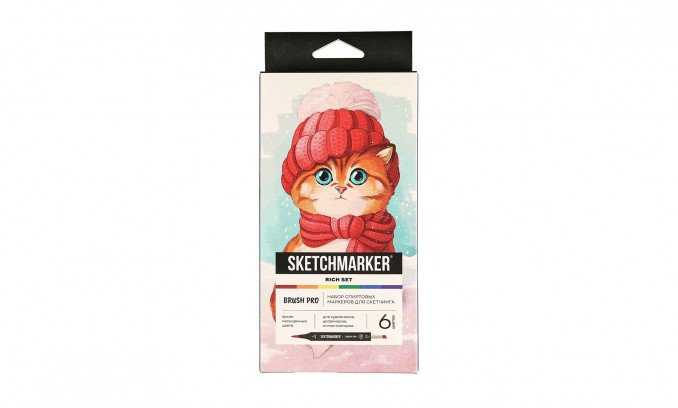 Набор маркеров Sketchmarker Brush Pro Rich Set 1 (6 цветов в картонной упаковке)