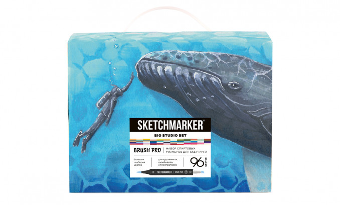 Набор маркеров для скетчинга Sketchmarker Brush Pro Big Studio Set 96 маркеров
